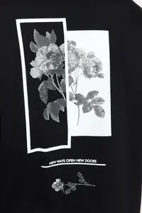 MAN Black Plus Size Oversized/Wide Cut Comfortable Floral Printed 100% Cotton T-Shirt - Image 12