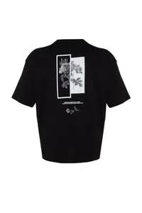 MAN Black Plus Size Oversized/Wide Cut Comfortable Floral Printed 100% Cotton T-Shirt - Image 14