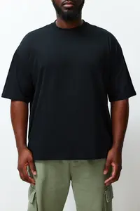 MAN Black Plus Size Oversized/Wide Cut Comfortable Floral Printed 100% Cotton T-Shirt - Image 8