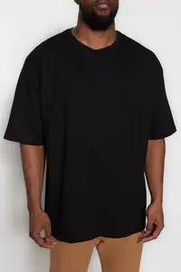 MAN Plus Size Black Oversized/Wide Cut Comfortable Basic 100% Cotton T-Shirt - Image 10