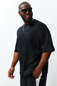 MAN Plus Size Black Oversized/Wide Cut Comfortable Basic 100% Cotton T-Shirt - Image 4