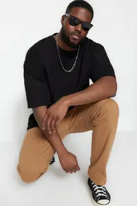 MAN Plus Size Black Oversized/Wide Cut Comfortable Basic 100% Cotton T-Shirt - Image 9