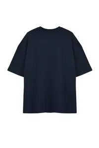 MAN Plus Size Navy Blue Oversized/Wide Cut 100% Cotton T-Shirt - Image 8