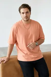 MAN Plus Size Orange Oversized 100% T-Shirt