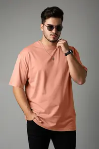 MAN Plus Size Orange Oversized 100% T-Shirt - Image 2