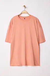 MAN Plus Size Orange Oversized 100% T-Shirt - Image 3