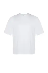 MAN Plus Size White Oversized Rahat Basic 100% Cotton T-Shirt - Image 13