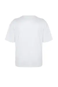 MAN Plus Size White Oversized Rahat Basic 100% Cotton T-Shirt - Image 14