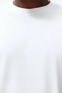 MAN Plus Size White Oversized Rahat Basic 100% Cotton T-Shirt - Image 7