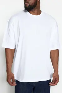 MAN Plus Size White Oversized Rahat Basic 100% Cotton T-Shirt - Image 9