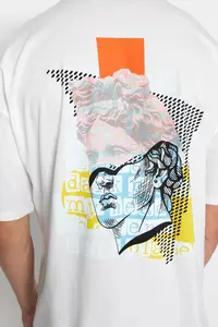 MAN Ecru Unisex Oversized/Wide Cut Art Back Printed Knitting T-Shirt - Image 6