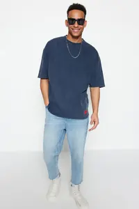 MAN Indigo Oversized/Wide Cut Faded 100% Cotton T-Shirt - Image 3