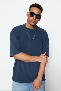 MAN Indigo Oversized/Wide Cut Faded 100% Cotton T-Shirt - Image 4