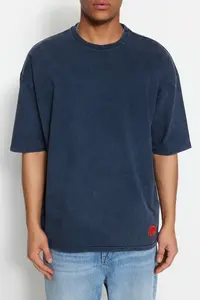 MAN Indigo Oversized/Wide Cut Faded 100% Cotton T-Shirt - Image 5