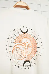 MAN Ecru Oversized/Wide Cut Short Sleeve Mystic Printed 100% Cotton T-Shirt - Image 6