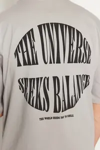 MAN Gray Oversized Raised Text Printed 100% Cotton T-Shirt - Image 8