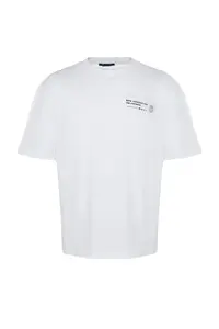 MAN White Oversized Printed 100% Cotton T-Shirt - Image 6