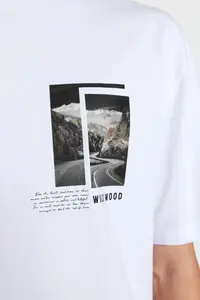 MAN White Oversized/Wide Cut Short Sleeve View Printed 100% Cotton T-Shirt - Image 3
