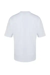 MAN White Oversized/Wide Cut Short Sleeve View Printed 100% Cotton T-Shirt - Image 9