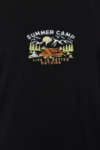 MAN Black Oversized/Wide Cut Short Sleeve View Embroidered 100% T-Shirt - Image 6