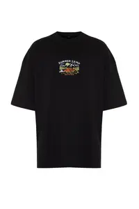 MAN Black Oversized/Wide Cut Short Sleeve View Embroidered 100% T-Shirt - Image 7