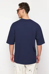 MAN Indigo Oversized/Wide Cut Short Sleeve Dinosaur Embroidered 100% Cotton T-Shirt - Image 2