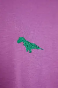 MAN Plum Oversized/Wide Cut Dinosaur Embroidered Short Sleeve 100% Cotton T-Shirt - Image 6