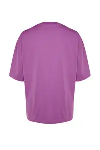 MAN Plum Oversized/Wide Cut Dinosaur Embroidered Short Sleeve 100% Cotton T-Shirt - Image 8