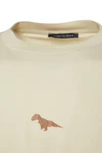 MAN Stone Oversized/Wide Cut Crew Neck Short Sleeve Dinosaur Embroidered T-Shirt - Image 8