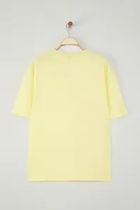 MAN Yellow Oversized/Wide Cut Short Sleeve Dinosaur Embroidered 100% Tok Material T-Shirt - Image 3