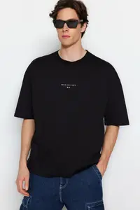 MAN Black Oversized/Wide Cut Short Sleeve Game Over Back Printed 100% Cotton T-Shirt - Image 2