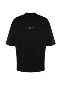 MAN Black Oversized/Wide Cut Short Sleeve Game Over Back Printed 100% Cotton T-Shirt - Image 7