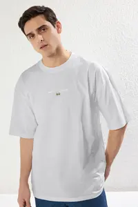 MAN Gray Oversized/Wide Cut Crew Neck Short Sleeve Game Over Printed T-Shirt - Image 3