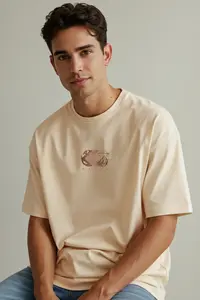 MAN Mink Oversized/Wide Cut Printed 100% Cotton T-Shirt - Image 2