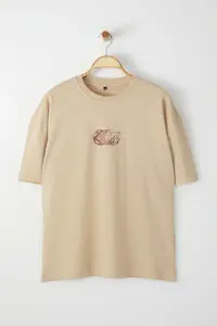 MAN Mink Oversized/Wide Cut Printed 100% Cotton T-Shirt - Image 3