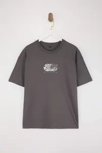 MAN Anthracite Oversized Printed 100% Cotton T-Shirt