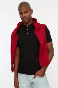 MAN Plus Size Black Regular/Normal Kesim Basic 100% Cotton Polo Shirt Shirt Collar T-Shirt - Image 12