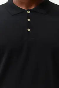 MAN Plus Size Black Regular/Normal Kesim Basic 100% Cotton Polo Shirt Shirt Collar T-Shirt - Image 5