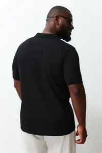 MAN Plus Size Black Regular/Normal Kesim Basic 100% Cotton Polo Shirt Shirt Collar T-Shirt - Image 6