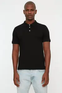 MAN Plus Size Black Regular/Normal Kesim Basic 100% Cotton Polo Shirt Shirt Collar T-Shirt - Image 8