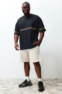 MAN Plus Size Black Oversized/Wide Cut 100% Cotton Ethnic Embroidered Comfortable T-Shirt - Image 2