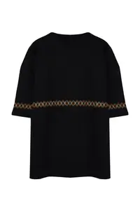 MAN Plus Size Black Oversized/Wide Cut 100% Cotton Ethnic Embroidered Comfortable T-Shirt - Image 7