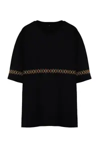 MAN Plus Size Black Oversized/Wide Cut 100% Cotton Ethnic Embroidered Comfortable T-Shirt - Image 8