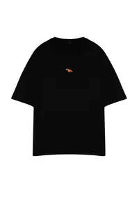 MAN Plus Size Black Oversized/Wide Cut 100% Dinosaur Embroidered T-Shirt - Image 9