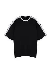 MAN Plus Size Black Oversized/Wide Cut Contrast Detailed 100% Cotton T-Shirt - Image 7