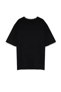 MAN Plus Size Black Oversized/Wide Cut Contrast Detailed 100% Cotton T-Shirt - Image 8