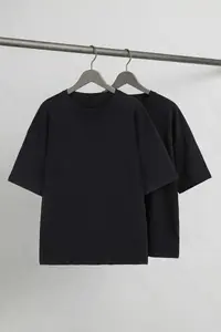 MAN Black- Black 2 Sets Package Oversized/Wide Pattern Plus Size T-Shirt