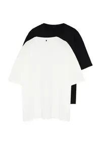 MAN Plus Size Black-Ecru Oversized 2 Sets Paket 100% Cotton T-Shirt - Image 6