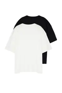 MAN Plus Size Black-Ecru Oversized 2 Sets Paket 100% Cotton T-Shirt - Image 7