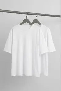 MAN Plus Size White-White Oversized 2 Sets Paket 100% Cotton T-Shirt